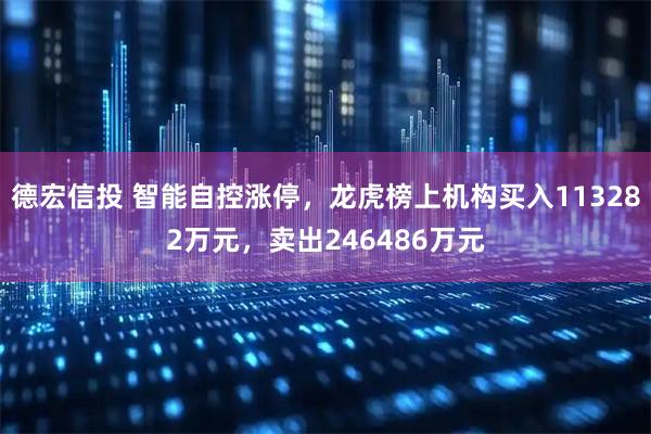 德宏信投 智能自控涨停，龙虎榜上机构买入113282万元，卖出246486万元